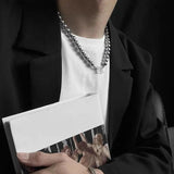 Grey Pearl Choker Necklace Man Stainless Steel Letter Personalized