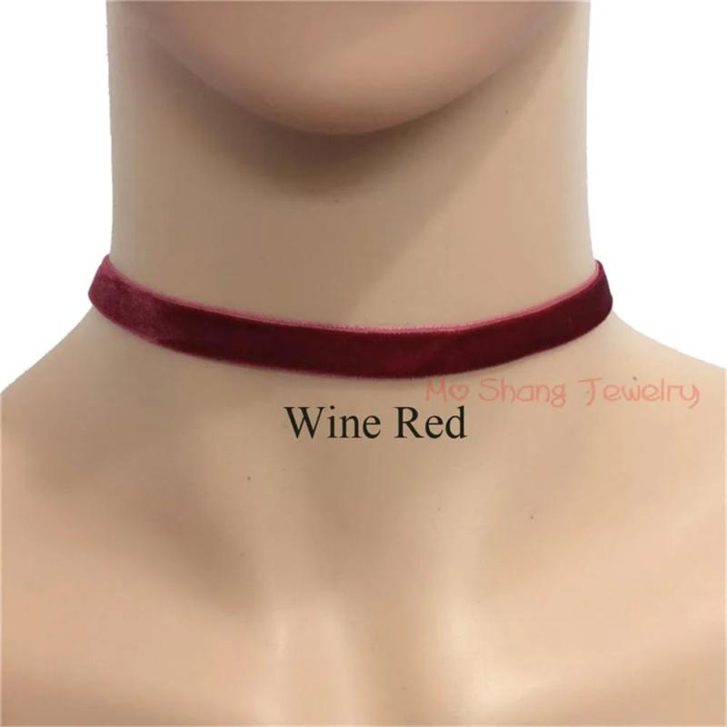 6 PCS Wine Red Velvet Choker Necklace Set for Women