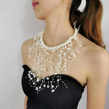Simulated Pearl Necklaces Beads Collar Choker For Women Long Pendant