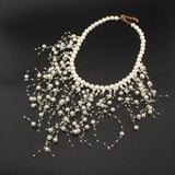 Simulated Pearl Necklaces Beads Collar Choker For Women Long Pendant