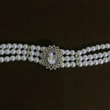 Multilayer Pearl Choker Crystal Rhinestones Bib Necklace