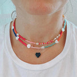 Freshwater Pearl Pendant Necklace Crystal Beads Choker