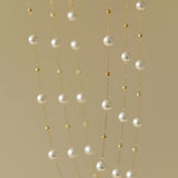 Stainless Steel Plated 18K Pearl Chain Necklace Women Birthday Gift Jewelry