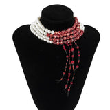 European Style Kpop Beads Tassel Necklace Goth Egirl Pearl Chains Choker