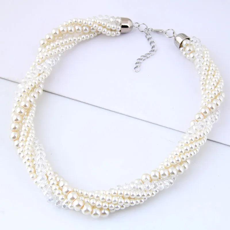 Pearl Beads Multilayer Choker Necklace Women Chunky Necklaces
