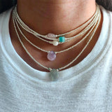 Silver-color Glass Bead Necklace with Natural Pearl Embellishment