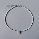 Silver-color Glass Bead Necklace with Natural Pearl Embellishment