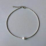 Silver-color Glass Bead Necklace with Natural Pearl Embellishment