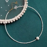 Minimalist Shell Pearl Necklace Thin 2mm Mini Natural Freshwater Baroque Pearl