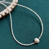 Minimalist Shell Pearl Necklace Thin 2mm Mini Natural Freshwater Baroque Pearl