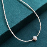 Minimalist Shell Pearl Necklace Thin 2mm Mini Natural Freshwater Baroque Pearl