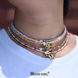 Mother of Pearl Beads Initial Necklace Y2K Shell Choker