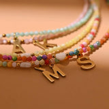 Mother of Pearl Beads Initial Necklace Y2K Shell Choker