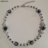 Goth Punk Hip Hop #8 Beads Choker Grunge Necklaces Rock Dice Pearl Strand Chains