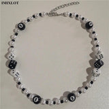 Goth Punk Hip Hop #8 Beads Choker Grunge Necklaces Rock Dice Pearl Strand Chains