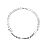 Pearl Letter Stitching Choker Necklaces INS Niche Male Net Hip Hop Necklace
