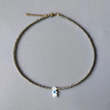 Crystal Beads Necklace Water Drop Shell Eye Pendant