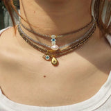 Crystal Beads Necklace Water Drop Shell Eye Pendant