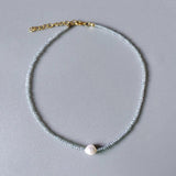 Crystal Beads Necklace Water Drop Shell Eye Pendant