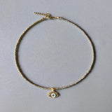 Crystal Beads Necklace Water Drop Shell Eye Pendant