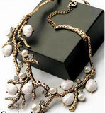 Pearl Bib Choker Necklace Exaggerated Statement Jewelry