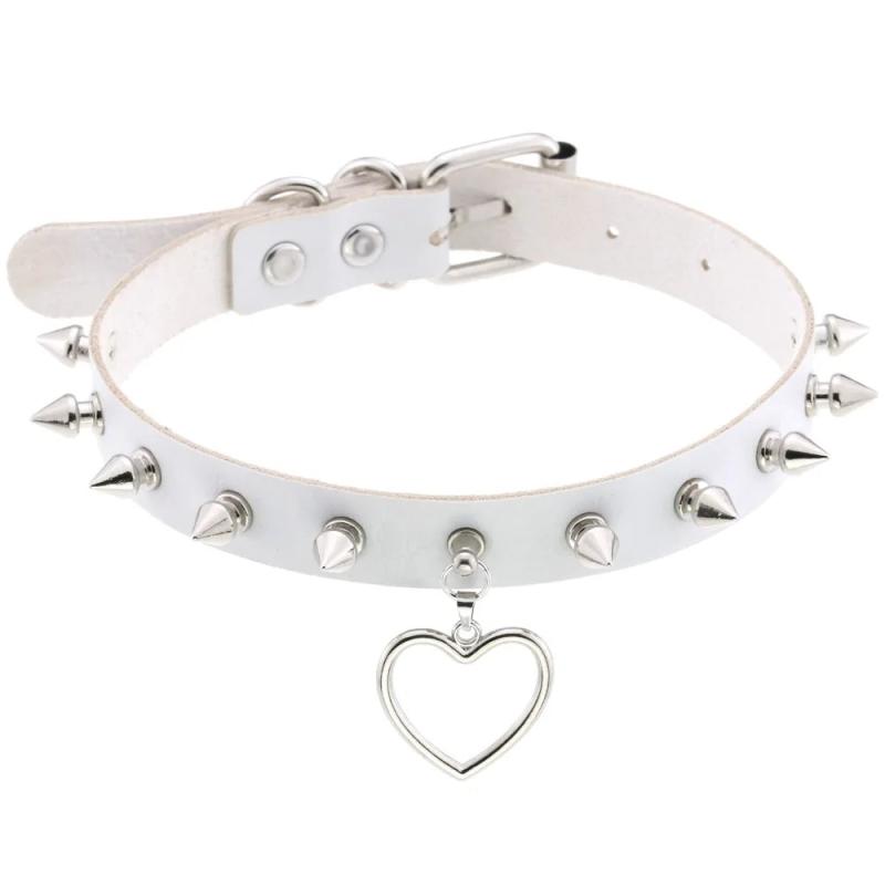 Spiked Choker Necklace Harajuku Goth Punk Leather Heart Chocker