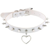 Spiked Choker Necklace Harajuku Goth Punk Leather Heart Chocker