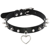 Spiked Choker Necklace Harajuku Goth Punk Leather Heart Chocker