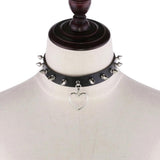 Spiked Choker Necklace Harajuku Goth Punk Leather Heart Chocker