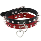 Spiked Choker Necklace Harajuku Goth Punk Leather Heart Chocker