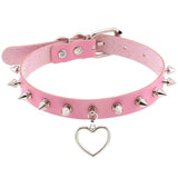 Spiked Choker Necklace Harajuku Goth Punk Leather Heart Chocker