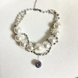 Double-Layer Pearl Chain Choker Necklace for Women