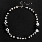 Punk Lucky Dice Beads Choker Necklace Men Pearl Beaded Chain Neck Jewelry