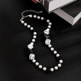 Punk Lucky Dice Beads Choker Necklace Men Pearl Beaded Chain Neck Jewelry