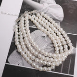 French Baroque Pearl 4 Layer Necklace