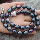 Gray Pink Purple Rice Pearl Necklace