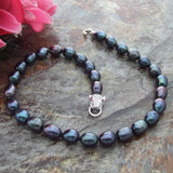 Gray Pink Purple Rice Pearl Necklace
