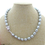 Gray Pink Purple Rice Pearl Necklace