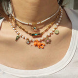 Zircon Charm Pendant Necklace Natural Pearl Bead Mix Match Jewelry
