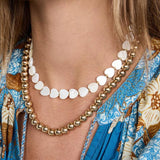 Boho Stone Heart Mother of Pearl Choker Necklace Wolf Pendant Jewelry