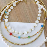 Boho Stone Heart Mother of Pearl Choker Necklace Wolf Pendant Jewelry