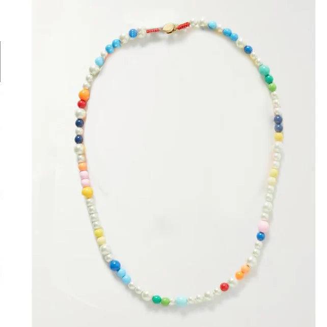 Pearl Love Jewel Pendant Necklace Evil Eye Heart Faux Pearl Necklace Women