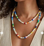 Pearl Love Jewel Pendant Necklace Evil Eye Heart Faux Pearl Necklace Women
