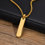 Men's Initial Bar Necklace with Custom A-Z Letter, Stainless Steel Pendant Gift