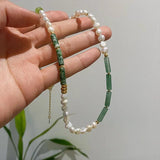 Jade Necklace Pearl Chain Ancient Ethnic Jewelry