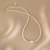 Minar Baroque Freshwater Pearl Beads Chain Choker Necklace with Shell Pendant