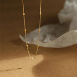 Freshwater Pearl Rice Bead Necklace Clavicle Chain 18K Jewelry