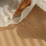 Freshwater Pearl Rice Bead Necklace Clavicle Chain 18K Jewelry