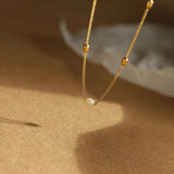 Freshwater Pearl Rice Bead Necklace Clavicle Chain 18K Jewelry