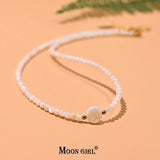 Mother of Pearl Initial Choker Natural Shell Beads Necklace for Women